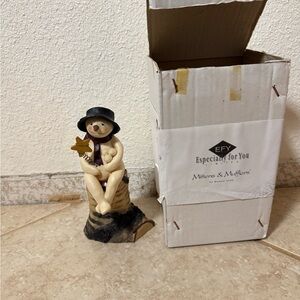Charming Snowman Figurine with Black Hat by